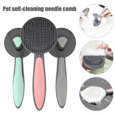 China Viable Newcomers Pet Grooming Brush Self Cleaning Dog Cat Brush Remove Dog Hairs Pet Comb for sale