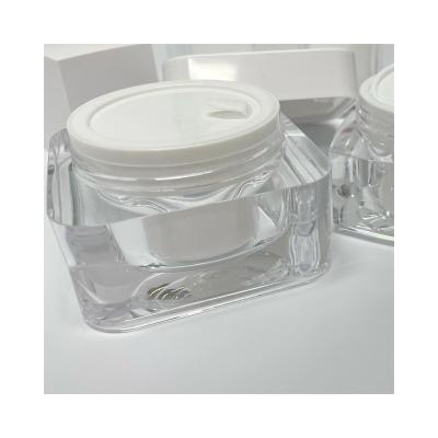 China Universal Food Grade Jars Luxury Cosmetic Containers 15g 30g Double Wall Square Plastic Cream Jar for sale