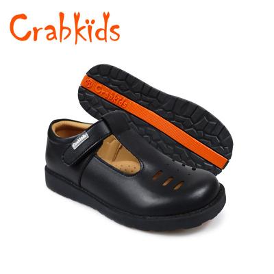 China Leather Crabkids Wholesales British School Girl Teenagers Kids Style Black Buckwheat Shoes With Uniform Dress for sale