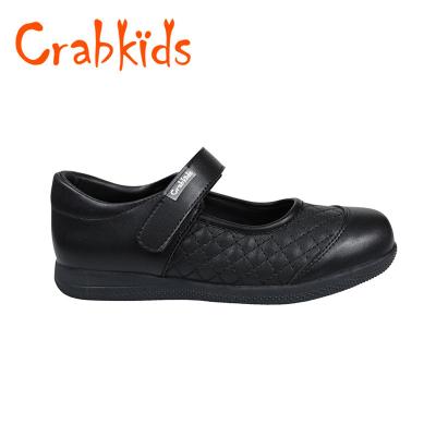 China Crabkids Leather Factory Price Customized Children Uniform School Shoes Black Leather Girls School Shoes For Student for sale