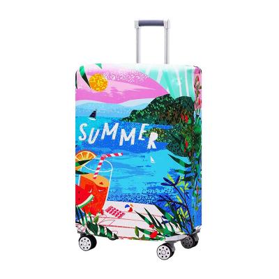 China Waterproof Elastic Suitcase Sublimation Cover Suitcase Protector Case Black Polyester Lady Luggage Cover for sale