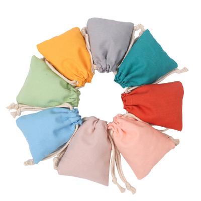 China 100% China Eco-friendly Factories Supplied Good Quality Small Pouches Raw Cotton Cloth Bag Colorful Drawstring For Packing for sale