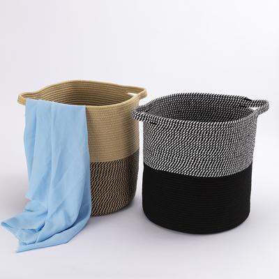 China Extra Large Storage Baskets Cotton Rope Baby Sustainable Basket Woven Laundry Hamper With Handle for sale