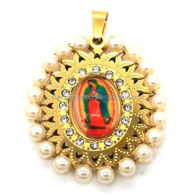 China HOT SALE EXOPY TONE Nuestra Senora de Guadalupe Mother Religious CHRISTIAN GIFT STAINLESS STEEL pendant bead MEDALS FOR ROSARY for sale