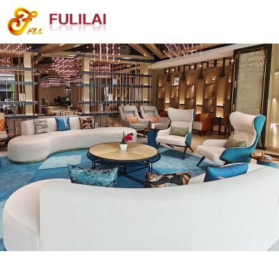 China Modern Design European Italy Style Living Room Furniture Modern Sofa Set Soft Material Fabric Luxury Lobby Sofa for sale