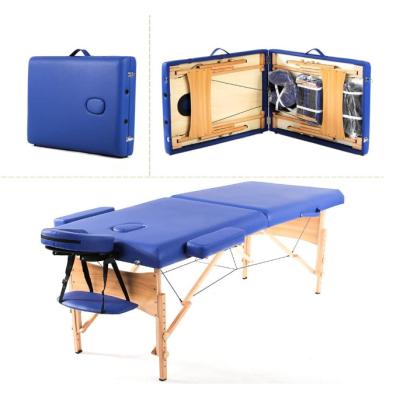 China Black Salon Furniture 2 Section Traditional Hot-Wholesale Wooden Portable Massage Table For Spa for sale