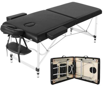 China Modern Aluminum Beauty Bed 2 Section Massage Table Adjustable Folding Massage Bed Spa Table Spa Table for sale