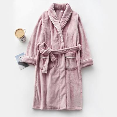 China Thermal Flannel nightgown men fall/winter thick long-sleeved bathrobe women coral wool plus size one-piece nightgown thin fall/winter for sale