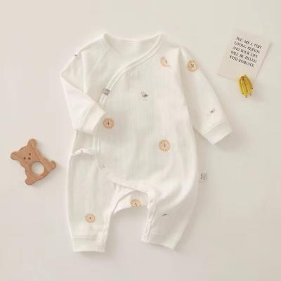 China 100% Cotton Newborn Baby Winter Jumpsuit Solid Color Long Sleeve Baby Pajamas 100% Cotton Ribbed Knit Baby Clothes Rompers for sale