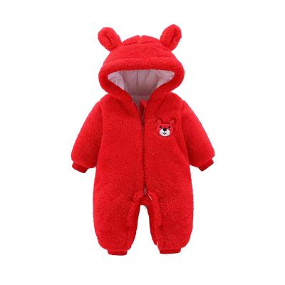 China Polyester / Cotton 2022 New arrivals baby rompers fleece solid jumpsuit custom logo kids onesie with pockets for sale