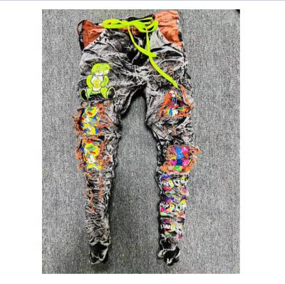 China Wholesale High Quality Mens Breathable Jeans Cut Out Fabric Wash Ripped Jeans for sale