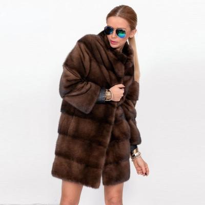 China 2021 New Mink Female Brown Fur Coat Winter Breathable Same Warm Coats For Women for sale