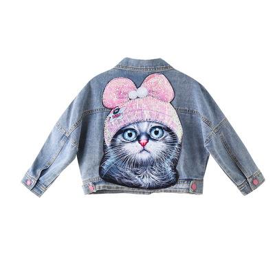 China 3-10 years old child girl cartoon coat denim jacket viable for sale