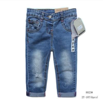 China New design fashion kids girls jeans boutique breathable denim pants pants butterfly pattern babies jeans for sale