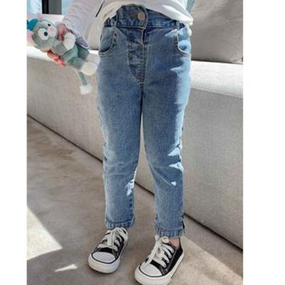 China 2021 hot new products anti-static high quality children pants boutique clothing girls waistband jeans for sale