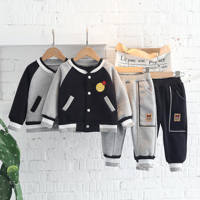 China Breathable Boys Plus Fleece Winter Suit Thick Baseball Jacket Baby Uniform Two-pieceSuit for sale