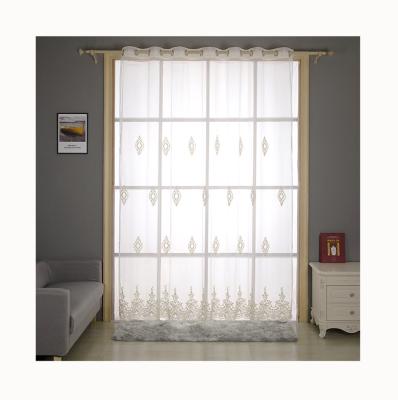 China Blackout Luxury Ready Made White Embroidery Sheer Curtains For Living Room for sale