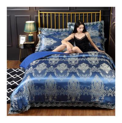 China Wholesale Disposable Silk Jacquard Satin Sheets Comforter Luxury Bedding Sets for sale