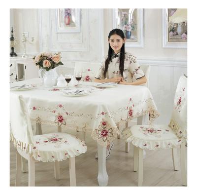 China American Fancy Embroidered Round Tablecloths Wholesale Waterproof Lace Table Cloth For Wedding Party for sale