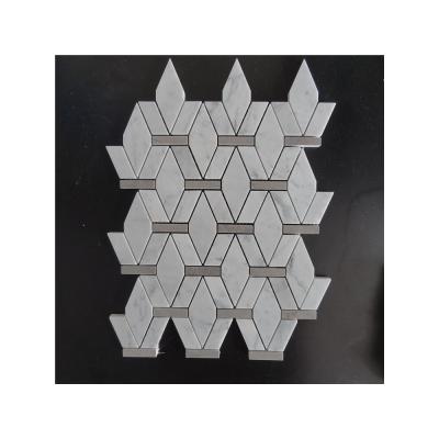 China Italy gray and white mixed marble stone modern waterjet mosaic tile for wall and floor for sale