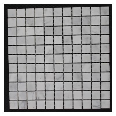 China Modern Italian Carrara Mosaic Tile 25x25mm Backsplash White Marble Tile for sale