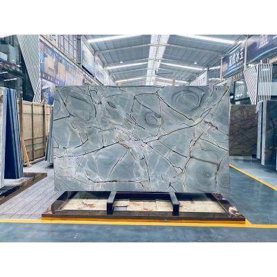 China Good Quality Natural Luxury Stone Modern Roma Impression Polished Blue Slab or Tiles, Panels and Countertops for sale