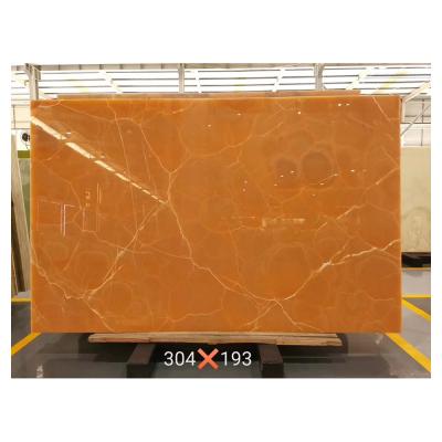 China Factory Price Modern Mexican Orange Calcite Onyx Slab Customized Size For Background Wall for sale