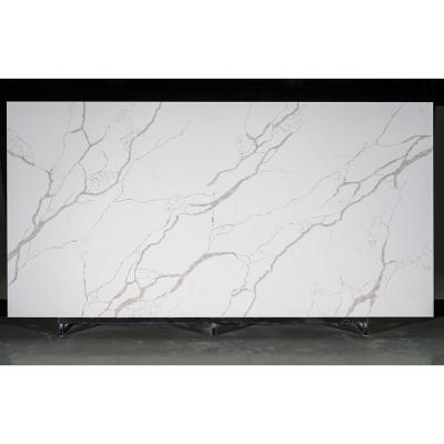 China M2 Stone Slabs Good Quality Modern White Artificial Calacatta Ktchen Countertops Quartz Price for sale