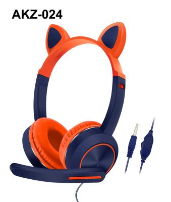 China AKZ-024 Volume Best Headphones Adjustable Cute Hot Selling Earbuds Earbuds Amazon Cat Ear Earphone Wired Cheapest for sale