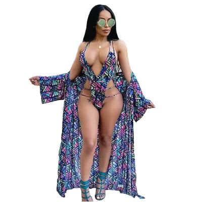 China Fitness Anti-UV Printed Swimwear With Cover Up Women Beach Cover Up For Summer for sale