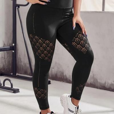 China Wholesale Breathable Plus Size Tummy Control Plus Size Hollow Out Sports Workout Leggings For Women for sale