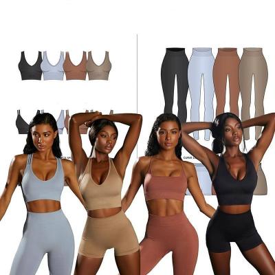 China Custom S-XL 2022 Breathable Long Sleeved Fitness 5 Pieces High Waist Yoga Wear Seamless Women Yoga Leggings Set for sale