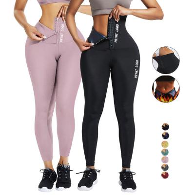 China Breathable Custom Logo Elasticity Tight High Waist Trimmer High Waist Yoga Pants Fitness Waist Trainer Corset Butt Lifter Sport Gaiters for sale