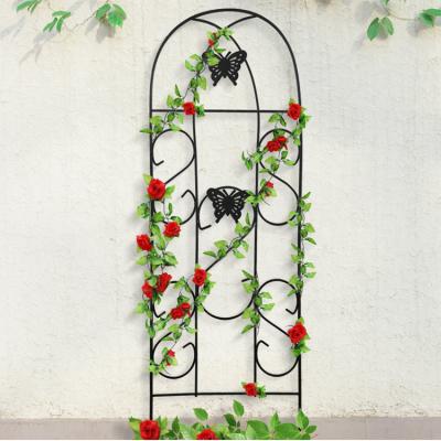 China Garden Planter Decoration Garden Trellis for Plants Black Iron Support Vines Metal Wire Plant Potted Trellis for sale