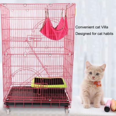 China Breathable Steel Cage Housing Kennel Crate For Cats & Small Animals w/Hammock, Rolling Wheels, Adjustable Shelves & Ramps for sale