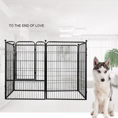 China Cages Stainless Steel Kennel Pet Cage For Dogs Travel XXL Medium Double Door Metal Folding Indoor Outdoor Puppy Playpen With Divider for sale