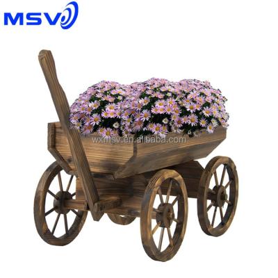 China Antique Fir Wood Cart Grow Flower Planter for sale