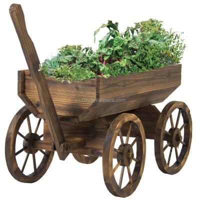 China Antique Cart Wooden Garden Planter for sale