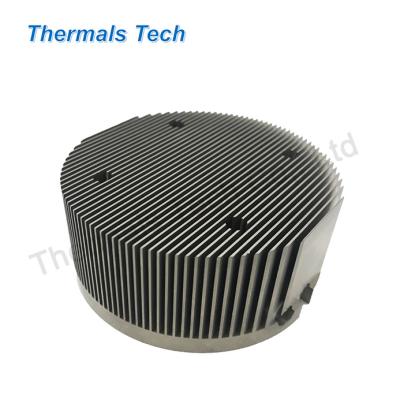 China Heat Sink Custom CNC round precision aluminum heat sink for 50W embedded PCBA with 1 mm fins thickness for sale