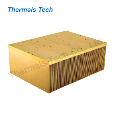 China Heat Sink Aluminum bonded fin heatsink for 5000W military grade control cabinet with gold color anodized for sale