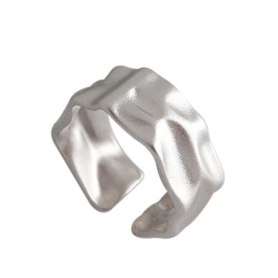 China Nickel Free Sterling Silver Irregular S925 Ring Concave And Concave Surface Frosted Open Female Ring Minimalist Silver Ring for sale