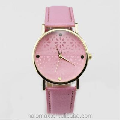 China Automatic Hot Selling Geneva Platinum Watch Women Leather Daisy Cut Date Watch Female Wristwatch Hours for sale