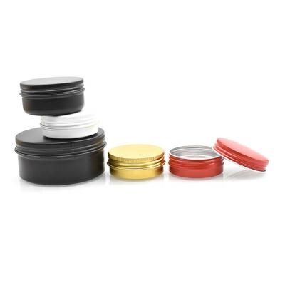 China Personal Care Cosmetic Jar 30g 50g 60g 100g 150g Colorful Aluminum Black White Gold Body Oil Jar Red Metal Jar for sale