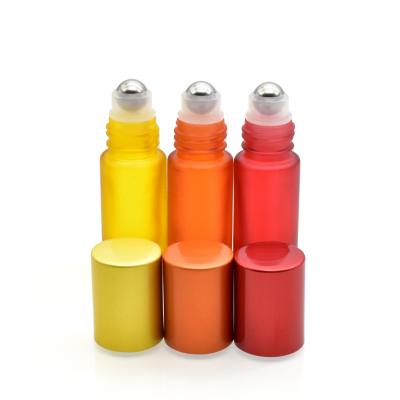 China Wholesale Cosmetic Colorful Roll On Glass 5ml Perfume Glass Roll On Bottle For Essential Oil Cosmetic for sale