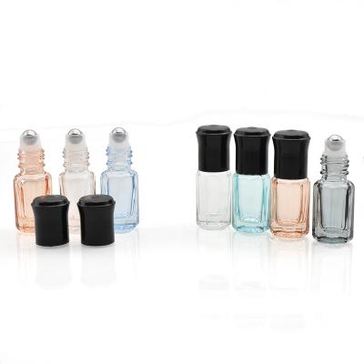 China Personal Care Colorful Clear 3ml Roll On Glass Bottle Glass Octagon Perfume Bottle for sale