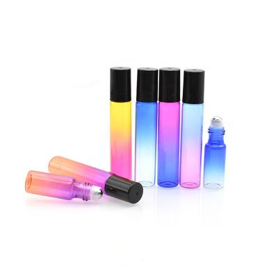 China 5ml 10ml Easy Take Gradient Glass Roll On Bottle For Perfume Essential Oil Cosmetic In Stock for sale