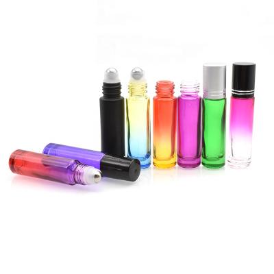 China Personal Care Perfume Roll On Bottle 10ml Gradient Glass Bottle With Trackball For Cosmetic Lip Balm In Stock for sale