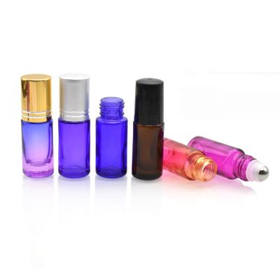 China Perfume Easy Hold Roll On Glass Bottles 5ml Bottles With Metal Roller Ball For Essential Oil Cosmetic Packaging for sale