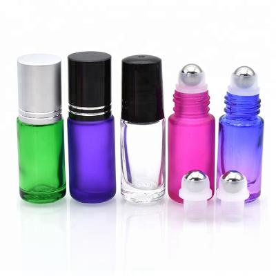 China Personal Care Thick Amber Clear Perfume 5ml Glass Roll On Bottle For Essential Oil Cosmetic for sale