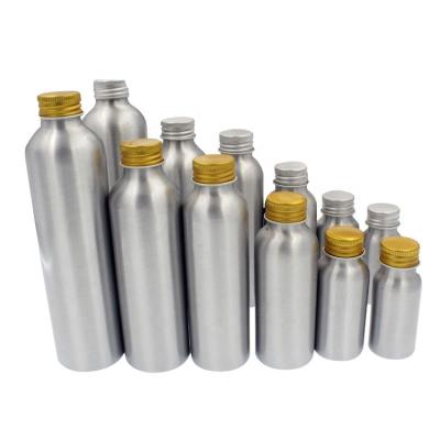 China Empty Silver Aluminum Round 30ml 50ml 100ml 120ml 150ml 250ml 500ml Personal Care Bottle With Screw Cap for sale